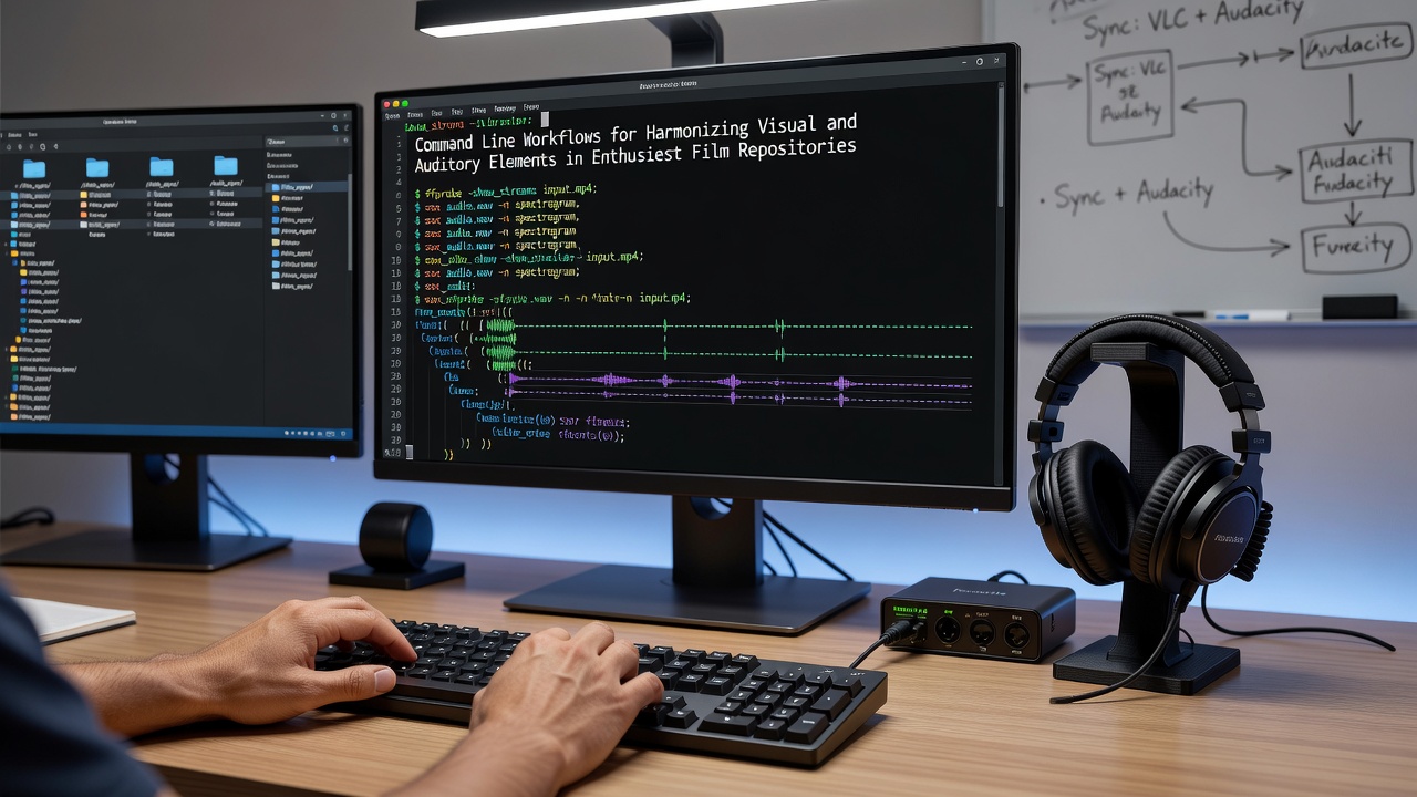 Detailed view of command line output showing synchronized audio waveform and video frame analysis